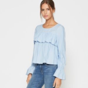 Joie Adotte Long Sleeve Ruffle Cotton Top